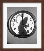 Close-up of the shadow of a person carrying a scythe on a clock Fine Art Print