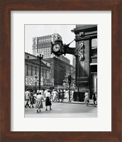 Clock mounted on the wall of a building, Marshall Field Clock, Marshall Field and Company, Chicago, Illinois, USA Fine Art Print