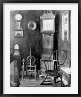 Antique clocks in a living room Fine Art Print