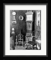 Antique clocks in a living room Fine Art Print