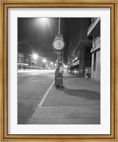 Night view with street clock and mailbox Fine Art Print