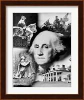 George Washington's face superimposed over a montage of pictures depicting American history, USA Fine Art Print