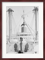 Anchor on deck, passenger ship in the background Fine Art Print