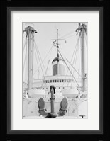 Anchor on deck, passenger ship in the background Fine Art Print