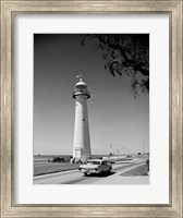 USA, Mississippi, Biloxi, Biloxi Lighthouse with street in the foreground Fine Art Print