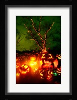 Jack o' lanterns lit up at night, Roger Williams Park Zoo, Rhode Island Framed Print