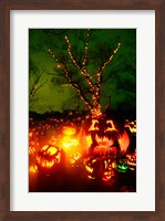 Jack o' lanterns lit up at night, Roger Williams Park Zoo, Rhode Island Fine Art Print