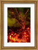 Jack o' lanterns lit up at night, Roger Williams Park Zoo, Providence, Rhode Island, USA Fine Art Print