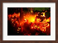 Jack o' lanterns lit up Roger Williams Park Zoo, RI Fine Art Print