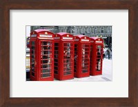 Telephone booths in a row, London, England Fine Art Print