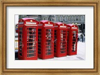 Telephone booths in a row, London, England Fine Art Print