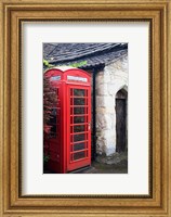Telephone booth outside a house, Castle Combe, Cotswold, Wiltshire, England Fine Art Print