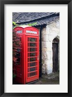 Telephone booth outside a house, Castle Combe, Cotswold, Wiltshire, England Fine Art Print