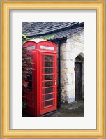 Telephone booth outside a house, Castle Combe, Cotswold, Wiltshire, England Fine Art Print