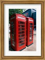 Two telephone booths, London, England Fine Art Print