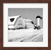 Farmer on Tractor Clearing Snow Away Fine Art Print