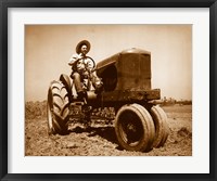 Farmer Plowing a Field with a Tractor Fine Art Print