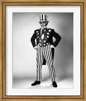 Senior man in an Uncle Sam Costume Standing with Arms Akimbo Fine Art Print