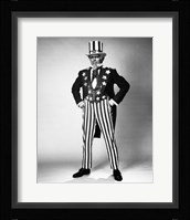 Senior man in an Uncle Sam Costume Standing with Arms Akimbo Fine Art Print
