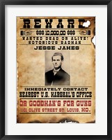 Jesse James Wanted Poster Framed Print