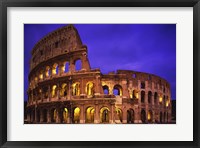 Low angle view of a coliseum lit up at night, Colosseum, Rome, Italy Fine Art Print