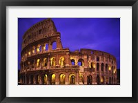 Low angle view of a coliseum lit up at night, Colosseum, Rome, Italy Fine Art Print