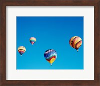 4 Rainbow Hot Air Balloons in the Bright Blue Sky Fine Art Print