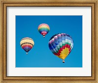 3 Multi-Colored Hot Air Balloons Flying Fine Art Print