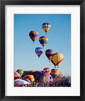Low Angle View Of Colorful Hot Air Balloons In The Sky , Albuquerque International Balloon Fiesta, Albuquerque, New Mexico, USA Framed Print