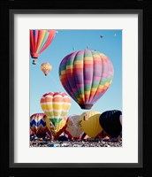 Low angle view of hot air balloons in the sky, Albuquerque International Balloon Fiesta, Albuquerque, New Mexico, USA Framed Print