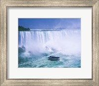 High angle view of a tourboat in front of a waterfall, Niagara Falls, Ontario, Canada Fine Art Print