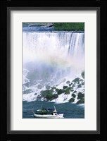 Boat in front of a waterfall, American Falls, Niagara Falls, New York, USA Fine Art Print