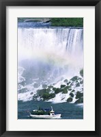 Boat in front of a waterfall, American Falls, Niagara Falls, New York, USA Fine Art Print