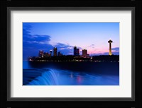 Waterfall with buildings lit up at dusk, American Falls, Niagara Falls, City of Niagara Falls, New York State, USA Fine Art Print