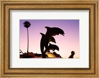Dolphin Fountain on Stearns Wharf, Santa Barbara Harbor, California, USA Fine Art Print
