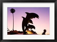 Dolphin Fountain on Stearns Wharf, Santa Barbara Harbor, California, USA Fine Art Print