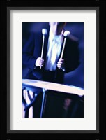 Young Man Playing The Drums Black And White Fine Art Print