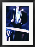 Young Man Playing The Drums Black And White Fine Art Print