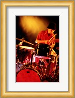 Male drummer playing drums Fine Art Print