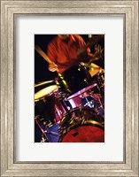 Young Man Playing The Drums Closeup Fine Art Print