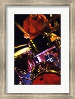 Young Man Playing The Drums Closeup Fine Art Print