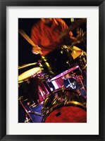 Young Man Playing The Drums Closeup Fine Art Print