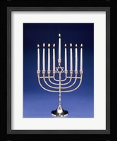 Close-up of a menorah with a Star of David Fine Art Print