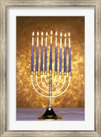 Close-up of lit candles on a menorah Fine Art Print