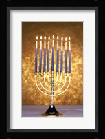 Close-up of lit candles on a menorah Fine Art Print