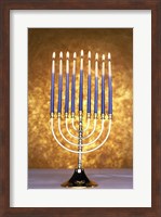 Close-up of lit candles on a menorah Fine Art Print