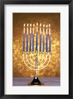 Close-up of lit candles on a menorah Fine Art Print