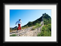 Person running up the Great Wall, Simatai, Beijing, China Fine Art Print