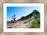 Person running up the Great Wall, Simatai, Beijing, China Fine Art Print