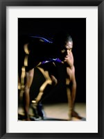 Close-up of a track runner in the starting position Fine Art Print